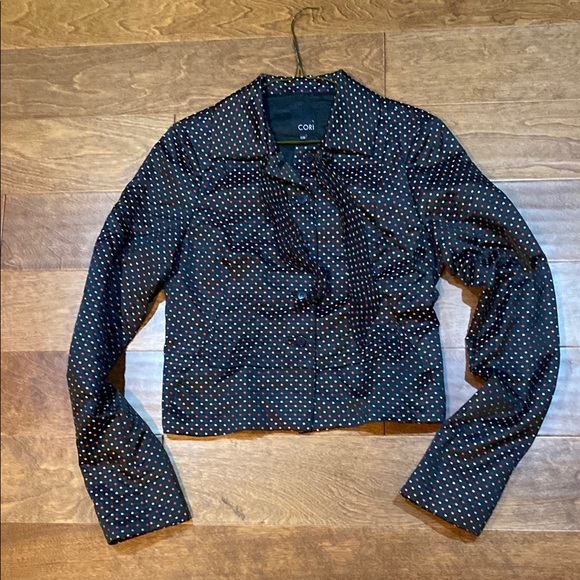 Cori Black Lined Multi-Color Polka Dot Jacket Sz 4 - Picture 1 of 4